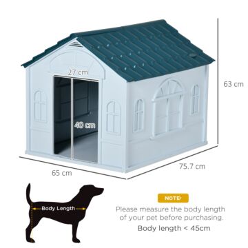 Pawhut Plastic Weatherproof Dog House, Blue