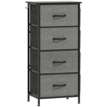 Homcom Chest Of Four Fabric Drawers - Charcoal Grey