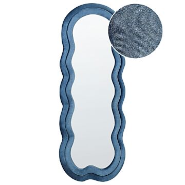 Wall Mirror Blue Mdf Frame Glass 57 X 160 Cm Irregular Shape Decorative Wall Mounted Accent Piece Modern Style Beliani