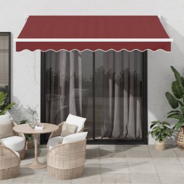 Vidaxl Manual Retractable Awning Burgundy 300x250 Cm