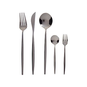 Cutlery Set Black Stainless Steel 30 Pieces For 6 People Knife Spoon Fork Teaspoon Cake Fork Modern Design Beliani