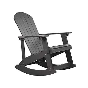 Garden Rocking Chair Dark Grey Plastic Wood Slatted Design Traditional Style Outdoor Indoor Beliani