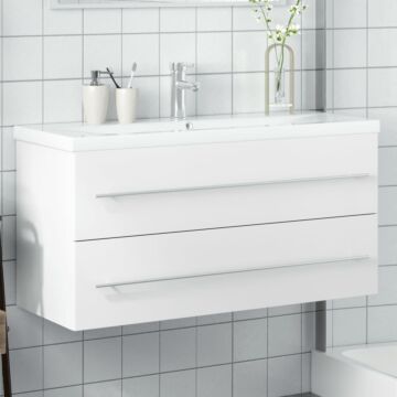 Vidaxl Bathroom Sink Cabinet With Built-in Basin White