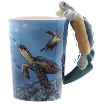 Fun Underwater Design Shaped Handle Turtle Mug