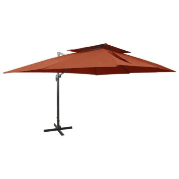 Vidaxl Cantilever Garden Parasol With Double Top Terracotta 400x300 Cm