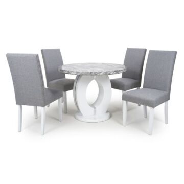 Neptune Round & 4 Randall Silver Grey Dining Set