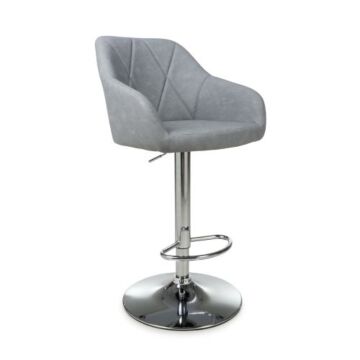 Serena Leather Effect Light Grey Bar Stool