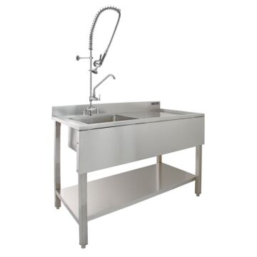 Kukoo Commercial Sink & Pre-rinse Tap - Right Hand Drainer