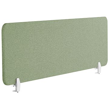 Desk Screen Green Pet Board Fabric Cover 180 X 40 Cm Acoustic Screen Modular Mounting Clamps Home Office Beliani