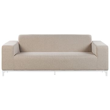 Garden Sofa Beige Fabric Upholstery White Aluminium Legs Indoor Outdoor Furniture Weather Resistant Outdoor Beliani