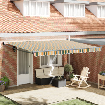 Vidaxl Manual Retractable Awning Green And Yellow 450x300 Cm, Vidaxl Awning Replacement Fabric For 4,5x3 M Frame Green And Yellow