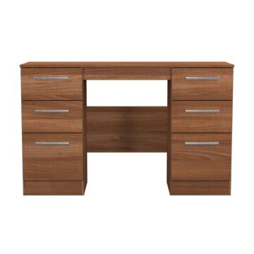 Contrast 6 Drawer Kneehole Desk In Noche Walnut