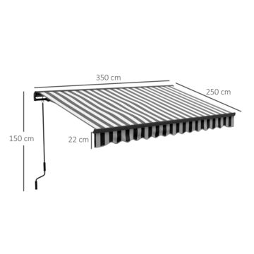 Outsunny 3.5 X 2.5m Aluminium Frame Electric Awning, Retractable Awning Sun Canopies For Patio Door Window, Grey And White