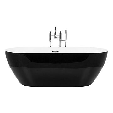 Freestanding Bath Glossy Black Sanitary Acrylic Single 150 X 75 Cm Oval Modern Design Beliani
