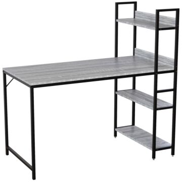 Vida Designs Brooklyn Computer Desk With 3 Shelves, Grey