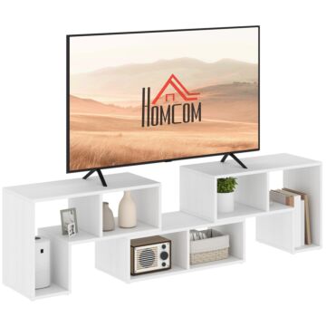 Homcom Tv Stand For Tvs Up To 75 Inches, Free Combination Tv Unit With Storage Shelves, Extendable Entertainment Centre For Living Room, White Wood Grain