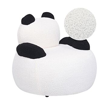 Animal Chair White And Black Boucle Upholstery With Armrests Nursery Furniture Seat For Children Modern Design Panda Shape Beliani