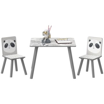 Zonekiz Kids Table And Chair Set, Toddler Table With 2 Chairs, Toddler Furniture Set, For Ages 3-8 Years - Grey