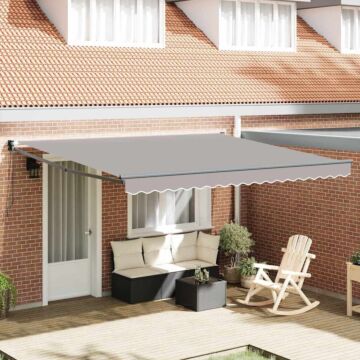 Vidaxl Manual Retractable Awning Light Grey 400x300 Cm