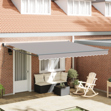 Vidaxl Manual Retractable Awning Light Grey 400x300 Cm