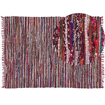 Area Rug Multicolour Cotton Polyester 160 X 230 Cm Striped With Fringe Rectangular Handmade Boho Eclectic Beliani