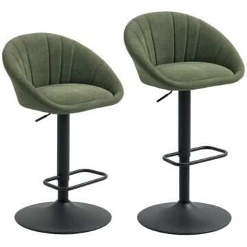 Homcom Set Of Two Relaxed Tub Bar Stools - Dark Green