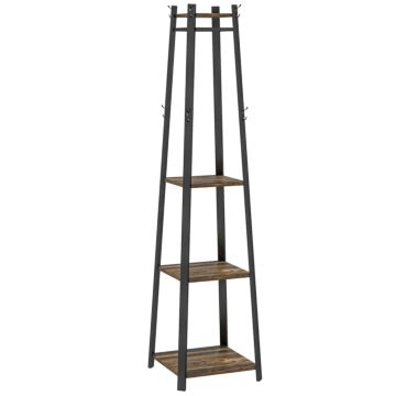 Homcom Compact Freestanding Coat Rack - Black/brown