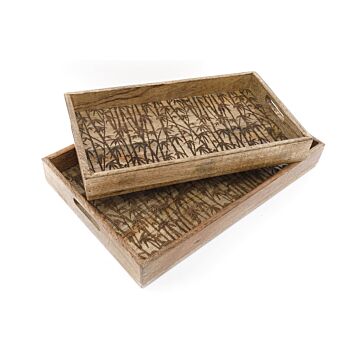 Bamboo Wooden Trays Set Of Two