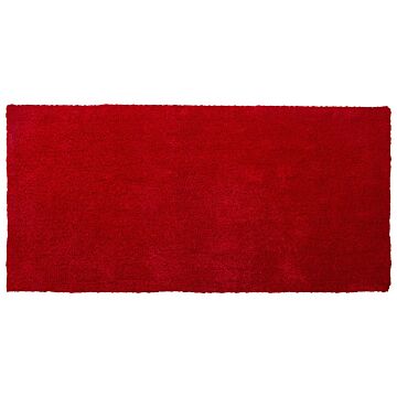 Shaggy Area Rug Red 80 X 150 Cm Modern High-pile Machine-tufted Rectangular Carpet Beliani