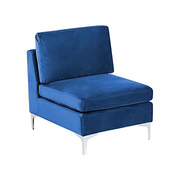 1-seat Section Blue Velvet Sofa Module Silver Metal Legs Glamour Style Beliani