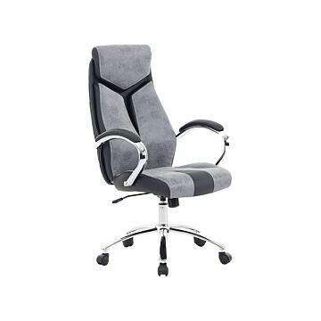 Office Chair Grey And Black Faux Leather Swivel Desk Computer Adjustable Beliani