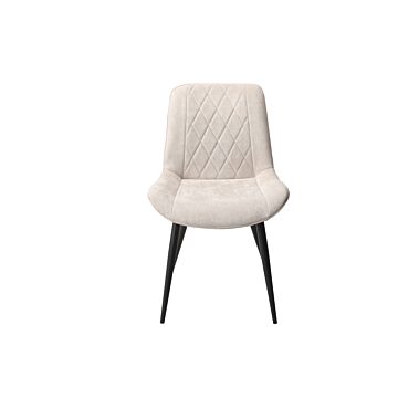Aspen Diamond Stitch Natural Fabric Dining Chair, Black Tapered Legs (pair)