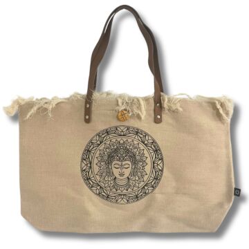 Natural Tote Bag Leather Handle - Buddha