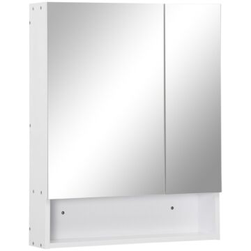 Kleankin Bathroom Cabinet With Mirror, Wall Mounted Bathroom Mirror Cabinet With Adjustable Shelf, 2 Doors Storage Cupboard, White