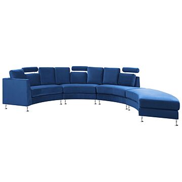 Curved Sofa Navy Blue Velvet Upholstery Modular 7-seater Adjustable Headrests Modern Beliani