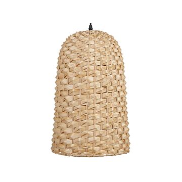 Pendant Lamp Light Wood Bamboo Natural Hand Woven Wicker Shade Ceiling Light Boho Style Beliani