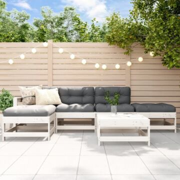 Vidaxl 6 Piece Garden Lounge Set White Solid Wood Pine
