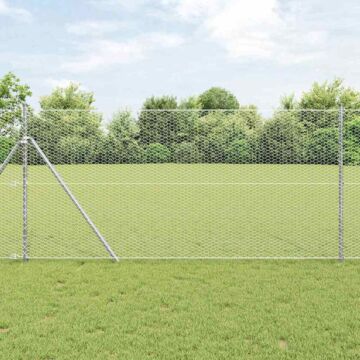 Vidaxl Hexagon Fence 1x100 M Galvanised Steel, Vidaxl Fence Posts 13 Pcs Ø32 Mm 150 Cm Galvanised Steel