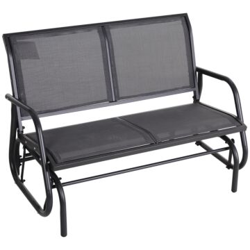 Outsunny 2-person Outdoor Glider Bench Patio Double Swing Chair Loveseat W/power Coated Steel Frame For Backyard Garden Porch, Grey