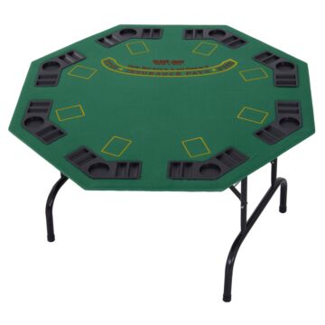 Homcom 8 Player Folding Games Poker Table W/ Chip Cup Holder Steel Base Felt Top Octagon Blackjack Adult Family Friends Green