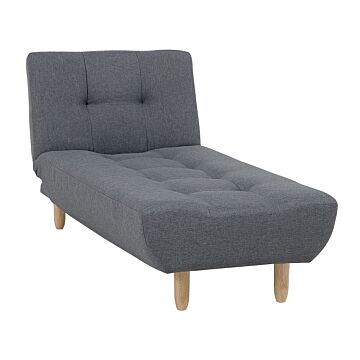 Chaise Lounge Grey Fabric Upholstery Light Wood Legs Scandinavian Style Beliani