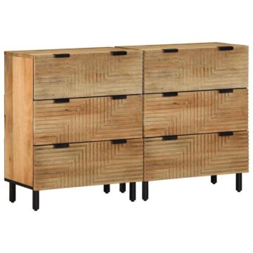 Vidaxl Sideboards 2 Pcs Brown 60x33x75 Cm Solid Wood Mango