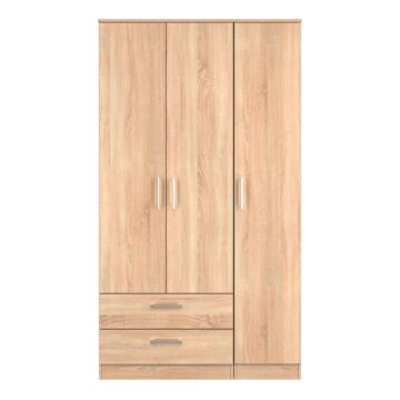 Devon Tall Triple 2 Drawer Wardrobe In Bardolino Oak