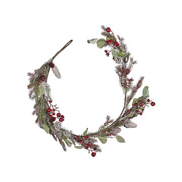 Artificial Christmas Garland Green Red Synthetic Material 150 Cm With Ornaments Adjustable Twigs Beliani