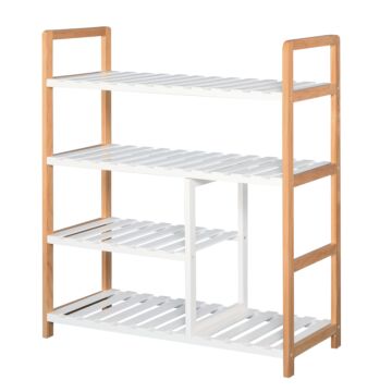 Homcom 4 Tier Shoe Racks Storage Stand Shelf Organizer Wood Frame 78 X 68 X 26 Cm Hallway Furniture