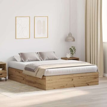 Vidaxl Bed With Storage Artisan Oak Engineered Wood Double