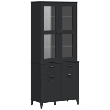 Vidaxl Highboard Viken Black 80x40x190 Cm Solid Wood Pine