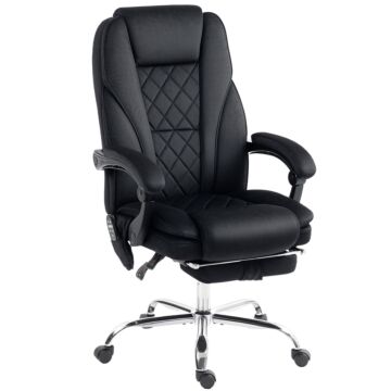 Vinsetto Massage Office Chair, Heated Reclining Computer Chair With Adjustable Height And Footrest, Black