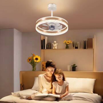 Homcom Ceiling Fan With Led Light And Remote - Gold Tone