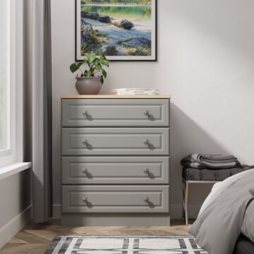 Norfolk 4 Drawer Chest In Dusk Grey & Bardolino Oak